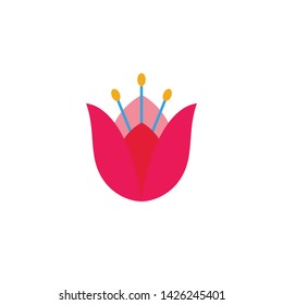 Universal Flower icon to use in web and mobile UI, ecology basic UI element. Vector Flat colorful flower icon isolated on white background.