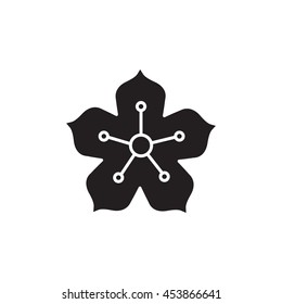 Universal Flower icon to use in web and mobile UI, ecology basic UI element. Silhouette flower icon. Star anise icon. 