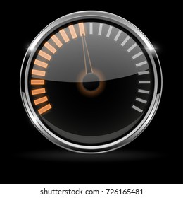 Universal gage with chrome frame on black background. Vector 3d illustration