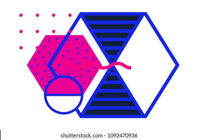 Universal geometric colorful trend background with bright bold lineal design elements composition. Magazine, leaflet, billboard, sale template