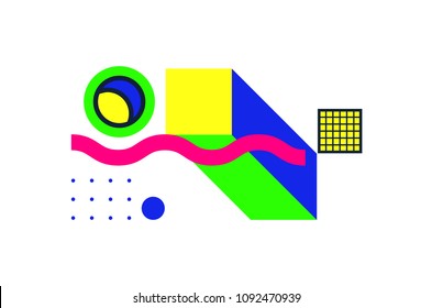 Universal geometric colorful trend background with bright bold lineal design elements composition. Magazine, leaflet, billboard, sale template