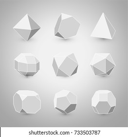 Universal geometric shapes for design.Octahedron, tetrahedron strengthened octahedron . Hipster Fashion minimalist design. Film solid bodies. octahedron flat design vector illustration, fine art line