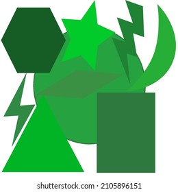 Universal Geometric Shapes Green White Color For Design