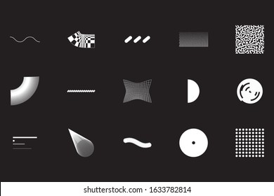Universal Geometric Shapes Set. Design Forms on Black Background for Web Print Presentation Animation Poster