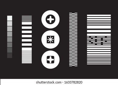 Universal Geometric Shapes Set. Design Forms on Black Background for Web Print Presentation Animation Poster