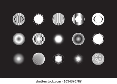 Universal Geometric Shapes Set. Design Forms on Black Background for Web Print Presentation Animation Poster