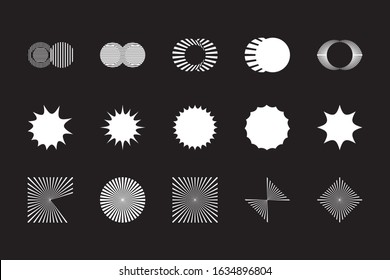 Universal Geometric Shapes Set. Design Forms on Black Background for Web Print Presentation Animation Poster