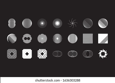 Universal Geometric Shapes Set. Design Forms on Black Background for Web Print Presentation Animation Poster