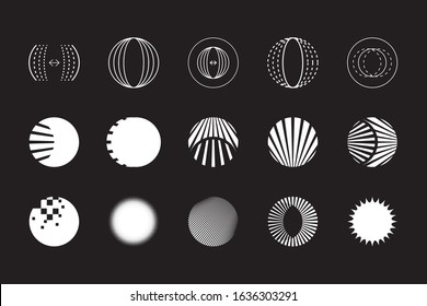 Universal Geometric Shapes Set. Design Forms on Black Background for Web Print Presentation Animation Poster