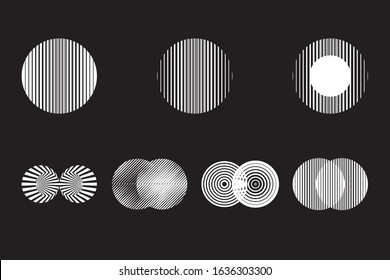 Universal Geometric Shapes Set. Design Forms on Black Background for Web Print Presentation Animation Poster