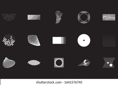 Universal Geometric Shapes Set. Design Forms on Black Background for Web Print Presentation Animation Poster