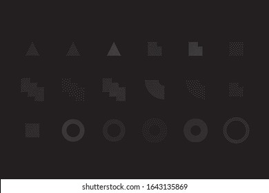 Universal Geometric Shapes Set. Design Forms on Black Background for Web Print Presentation Animation Poster