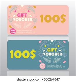 Universal Gift voucher template. Vector illustration
