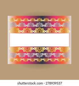 Universal golden/silver lace vector card with gradient backgrounds for business, wedding, invitation, greeting, anniversary, celebration, party, congratulation, compliments