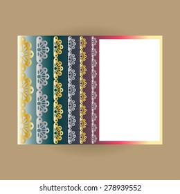 Universal golden/silver lace vector card with gradient backgrounds for business, wedding, invitation, greeting, anniversary, celebration, party, congratulation, compliments