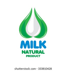 Universal graphic vector logo for natural dairy products