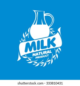 Universal graphic vector logo for natural dairy products