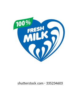 Universal graphic vector logo for natural dairy products