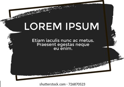  universal grunge black paint background with frame. Dirty artistic design elements, boxes, frames for text.
