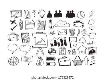 Universal hand doodle Business Icons