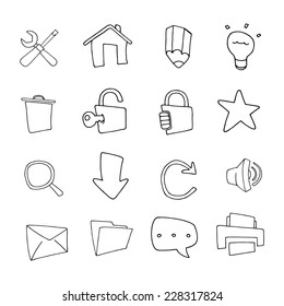 Universal hand-drawn icons. 