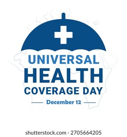 Banner de dia UHC de cobertura universal de saúde, cartaz, design de cartão, dezembro, 12, ilustração vetorial