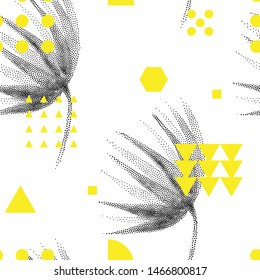 Universal high quality seamless geometric pattern, editable with clipping mask. Abstract yellow, black and white vector background with basic geometrical shapes