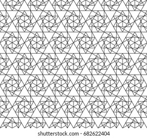 Universal high quality seamless geometric pattern with editable weight of stroke, clipping mask. Abstract black and white vector background in classical style