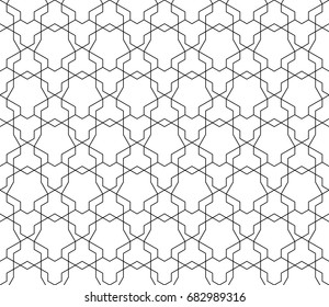 Universal high quality seamless geometric pattern with editable weight of stroke, clipping mask. Abstract black and white vector background in classical style