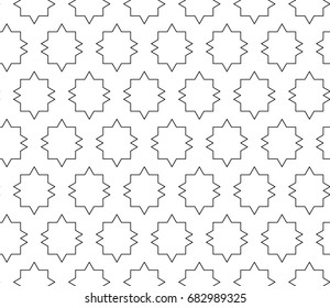 Universal high quality seamless geometric pattern with editable weight of stroke, clipping mask. Abstract black and white vector background in classical style