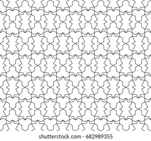 Universal high quality seamless geometric pattern with editable weight of stroke, clipping mask. Abstract black and white vector background in classical style