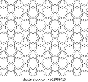 Universal high quality seamless geometric pattern with editable weight of stroke, clipping mask. Abstract black and white vector background in classical style