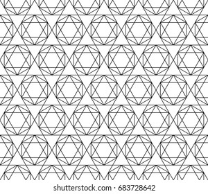 Universal high quality seamless geometric pattern with editable weight of stroke, clipping mask. Abstract black and white vector background in classical style