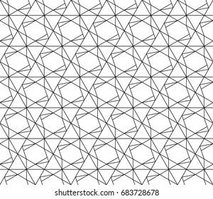 Universal high quality seamless geometric pattern with editable weight of stroke, clipping mask. Abstract black and white vector background in classical style