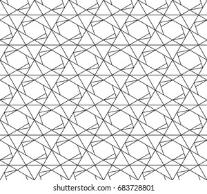 Universal high quality seamless geometric pattern with editable weight of stroke, clipping mask. Abstract black and white vector background in classical style