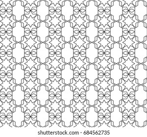 Universal high quality seamless geometric pattern with editable weight of stroke, clipping mask. Abstract black and white vector background in classical style