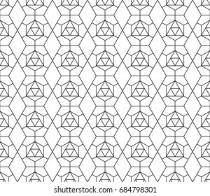 Universal high quality seamless geometric pattern with editable weight of stroke, clipping mask. Abstract black and white vector background in classical style