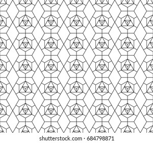 Universal high quality seamless geometric pattern with editable weight of stroke, clipping mask. Abstract black and white vector background in classical style