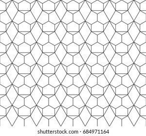 Universal high quality seamless geometric pattern with editable weight of stroke, clipping mask. Abstract black and white vector background in classical style