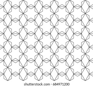 Universal high quality seamless geometric pattern with editable weight of stroke, clipping mask. Abstract black and white vector background in classical style