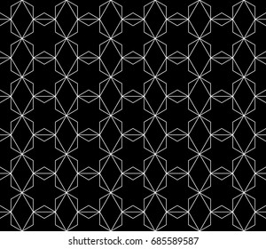 Universal high quality seamless geometric pattern with editable weight of stroke, clipping mask. Abstract black and white vector background in classical style
