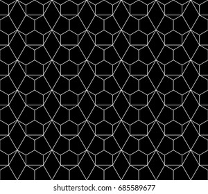 Universal high quality seamless geometric pattern with editable weight of stroke, clipping mask. Abstract black and white vector background in classical style