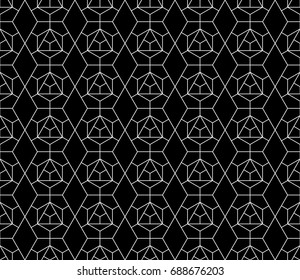 Universal high quality seamless geometric pattern with editable weight of stroke, clipping mask. Abstract black and white vector background in classical style