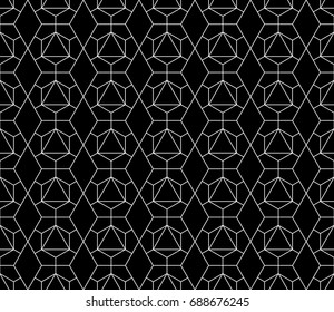 Universal high quality seamless geometric pattern with editable weight of stroke, clipping mask. Abstract black and white vector background in classical style