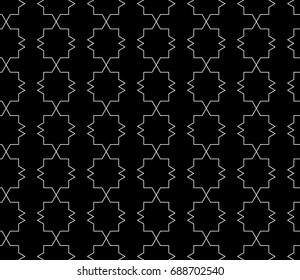 Universal high quality seamless geometric pattern with editable weight of stroke, clipping mask. Abstract black and white vector background in classical style