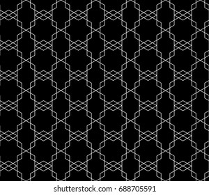 Universal high quality seamless geometric pattern with editable weight of stroke, clipping mask. Abstract black and white vector background in classical style
