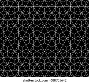 Universal high quality seamless geometric pattern with editable weight of stroke, clipping mask. Abstract black and white vector background in classical style