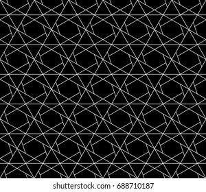Universal high quality seamless geometric pattern with editable weight of stroke, clipping mask. Abstract black and white vector background in classical style