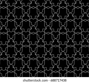 Universal high quality seamless geometric pattern with editable weight of stroke, clipping mask. Abstract black and white vector background in classical style