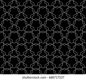 Universal high quality seamless geometric pattern with editable weight of stroke, clipping mask. Abstract black and white vector background in classical style